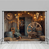 Aperturee - Aperturee Lighted Wooden Barn Horse Cowboy Cake Smash Backdrop